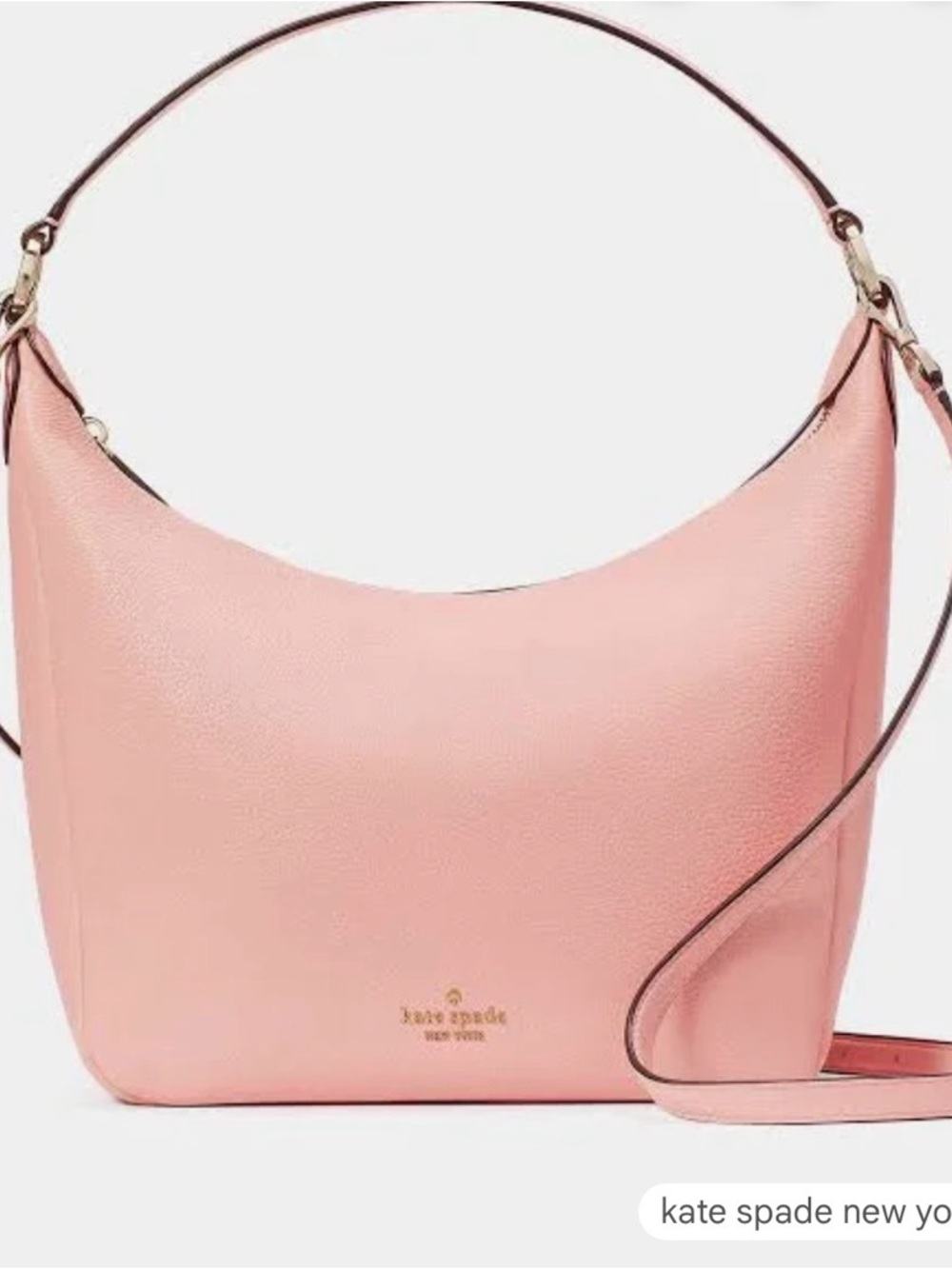 kate spade Pink Leather Pebble Hobo Bag with Gold Hardware